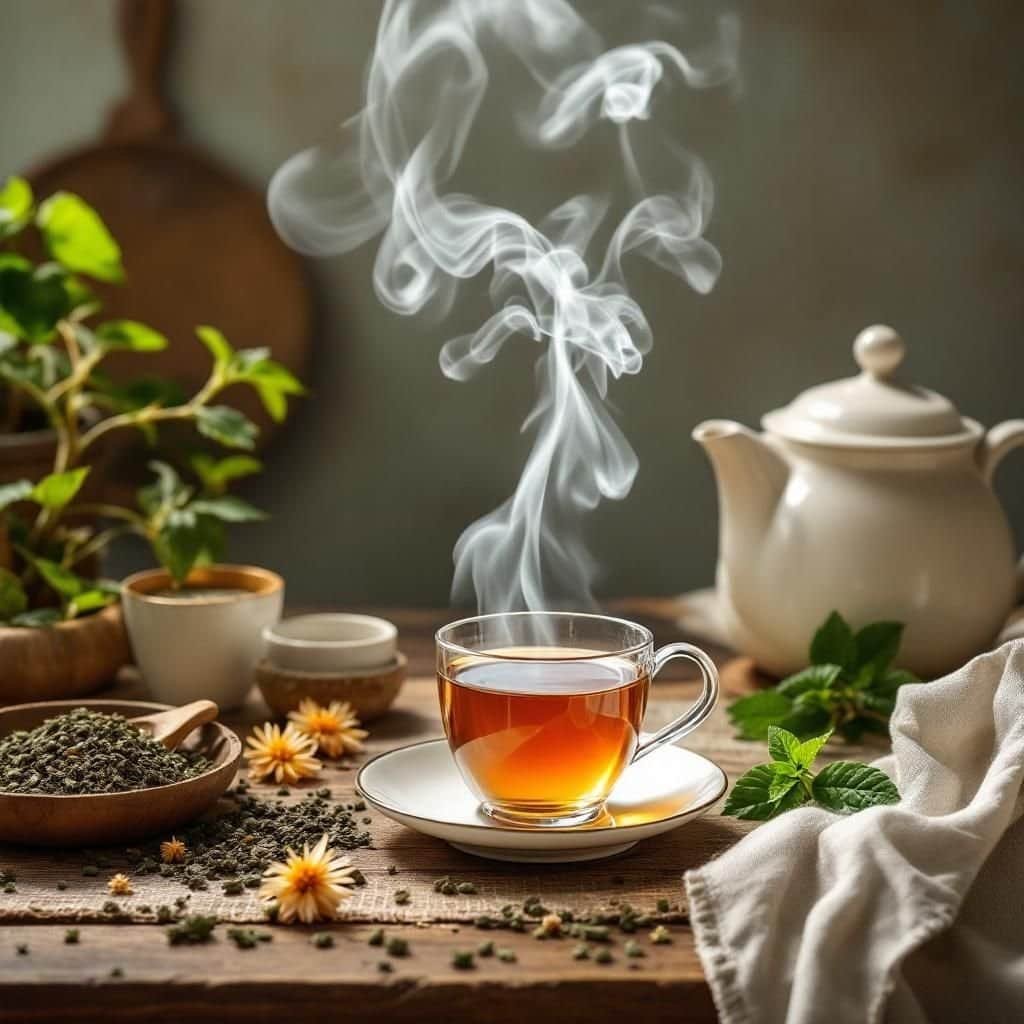 A traditional Moroccan teapot pouring mint tea into glasses