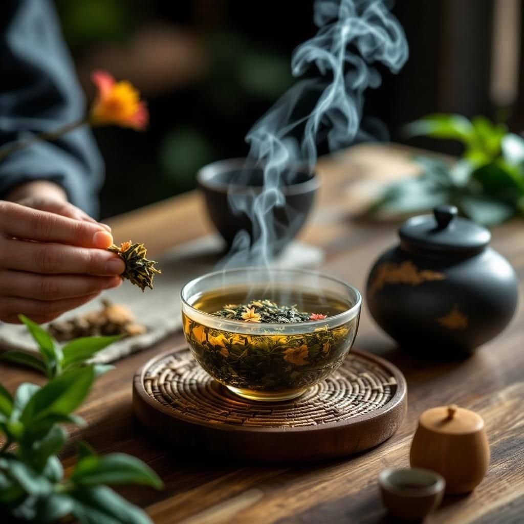 Lush tea plantations in the Alishan region of Taiwan
