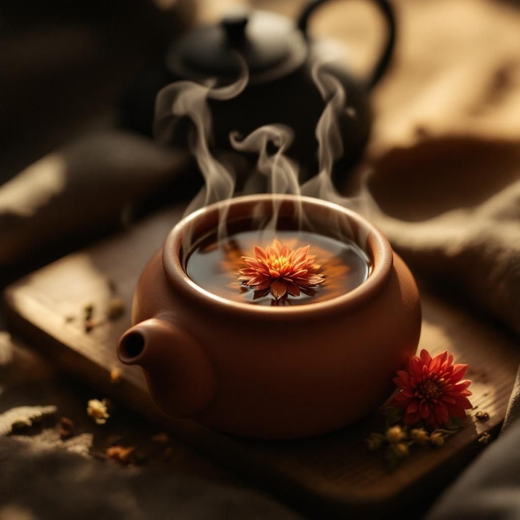 Natural window light illuminating a steaming cup of tea for photography