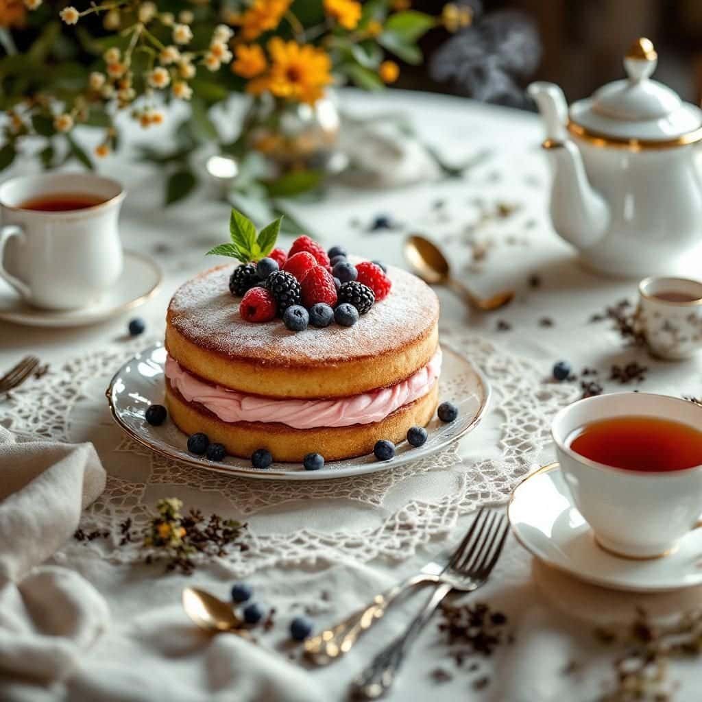 A beautifully set table with teapots, cups, and pastries for tea party planning.