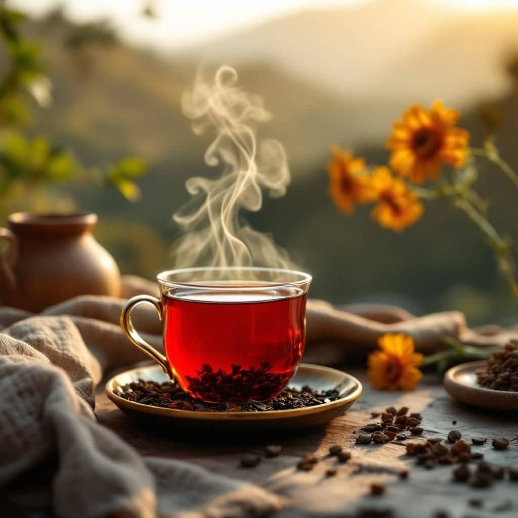 A steaming kettle pouring hot water over loose leaf tea in a teapot.