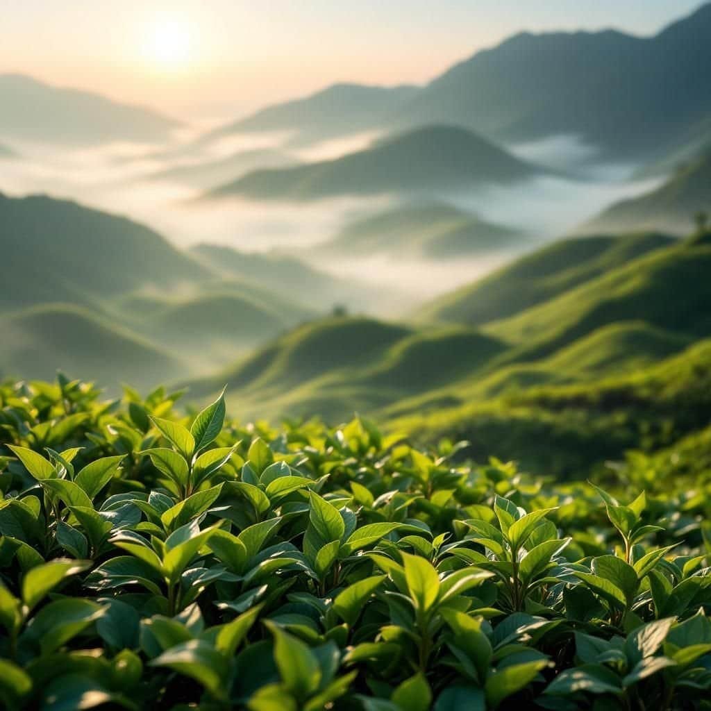 Lush green tea plantations in Anxi, home of Tieguanyin Oolong.