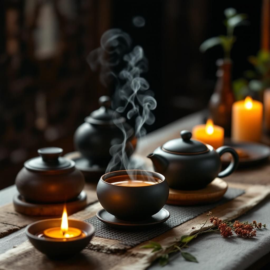 Various types of Anxi tea leaves displayed on a wooden tray.