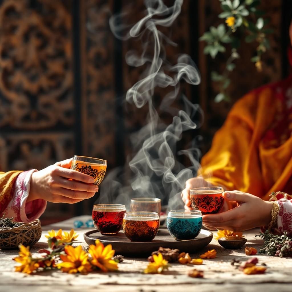 Varieties of Yunnan tea displayed at a local market stall