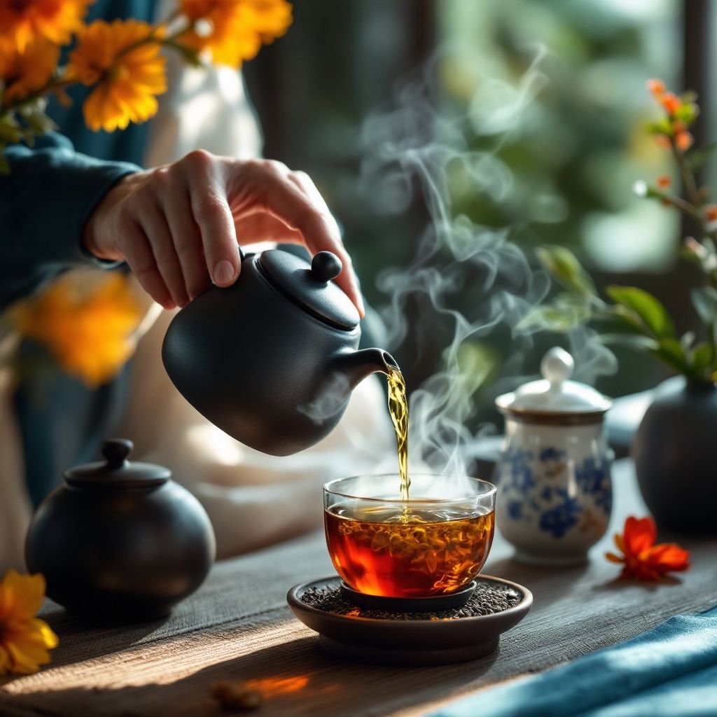 Scenic mountain tea plantation at a luxury Fujian tea retreat in Wuyi Mountain