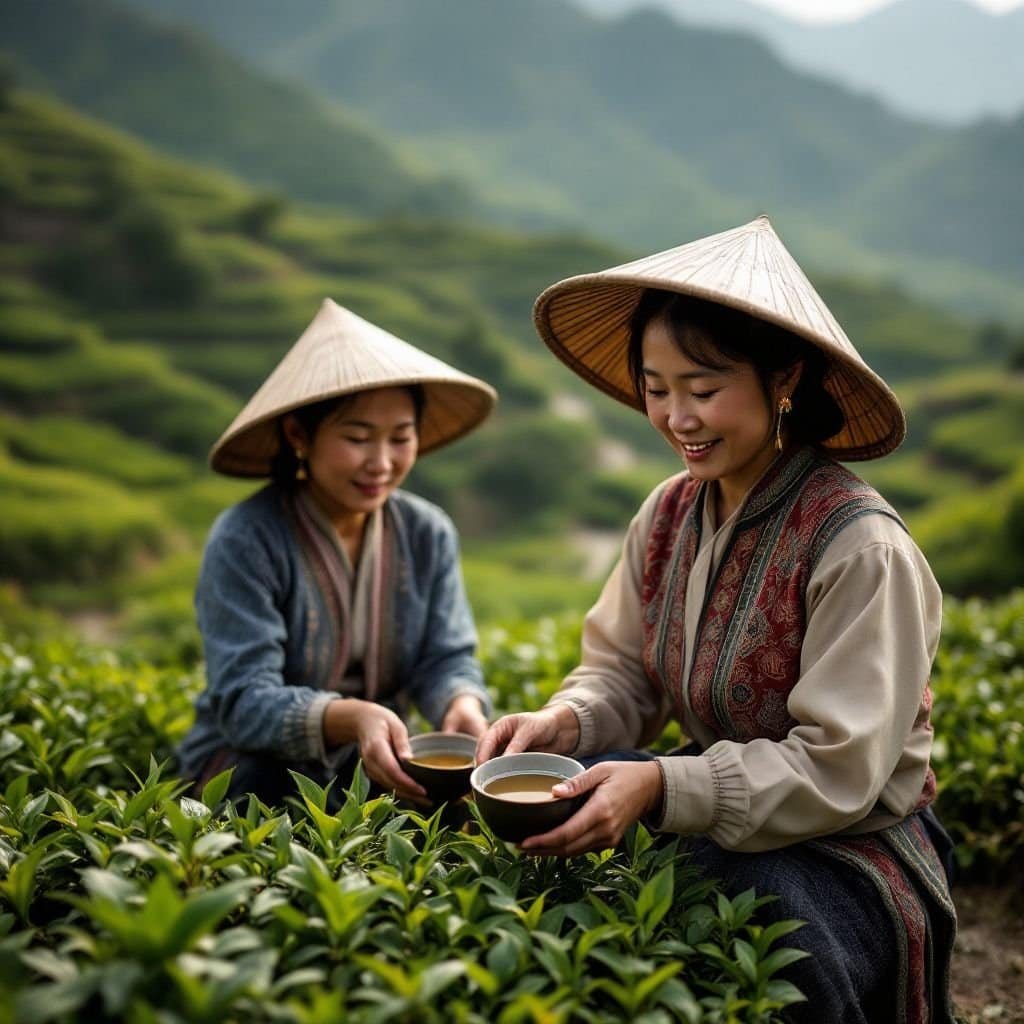 A traveler booking a tea trekking tour in Ha Giang, Vietnam.