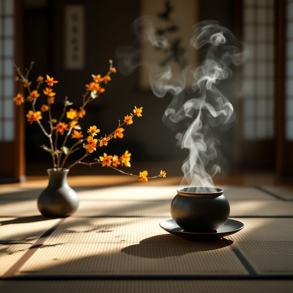 A serene Kyoto temple set for a Zen tea ceremony