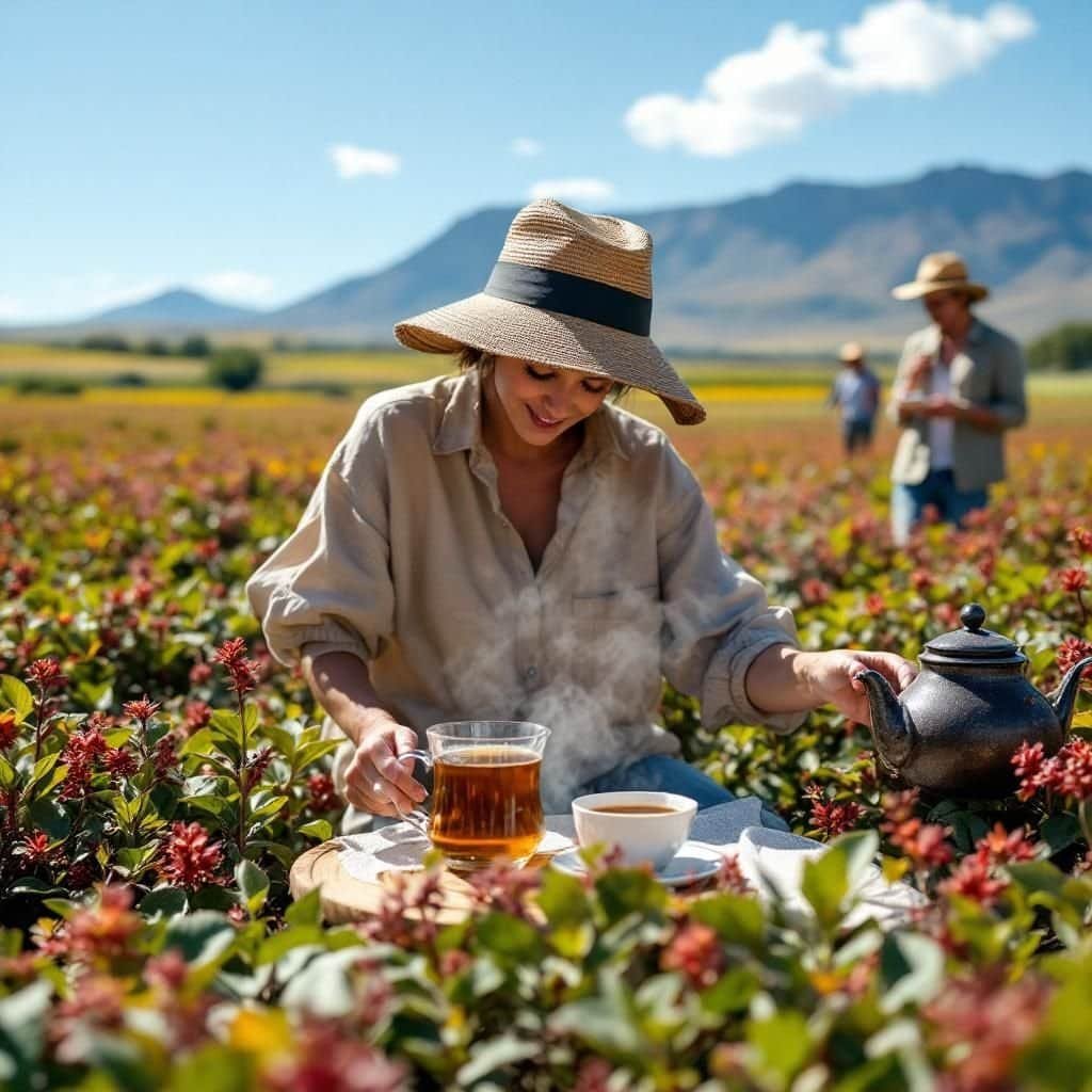Lush tea plantations in the Cederberg Mountains with Rooibos bushes