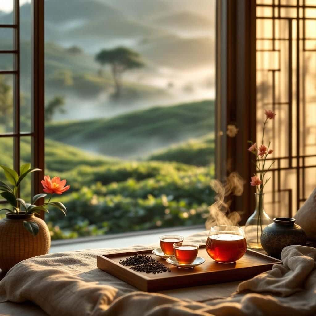 A variety of tea leaves displayed at a Vietnamese tea estate.