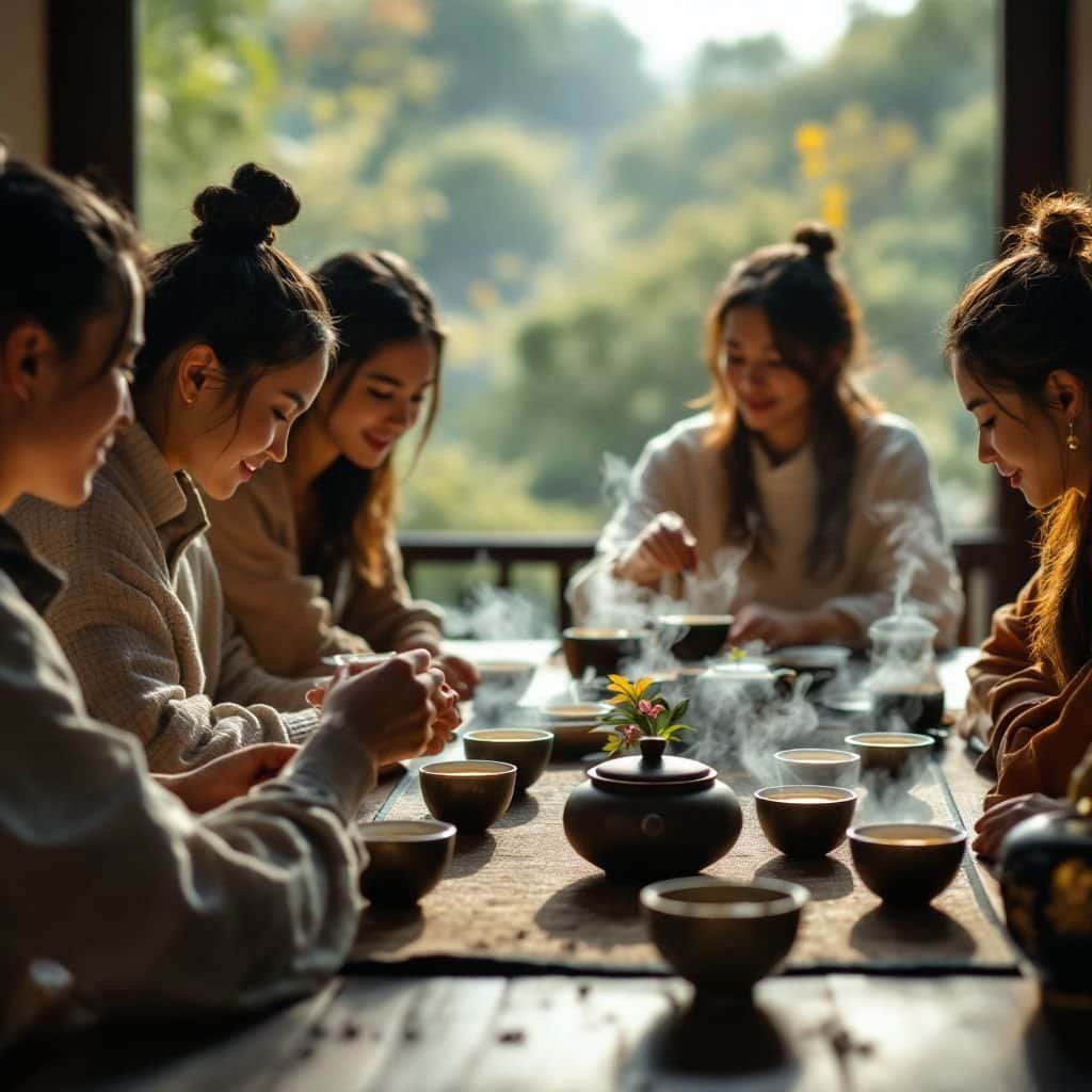 Lush tea plantations in Pinglin, showcasing Baozhong Oolong tea bushes