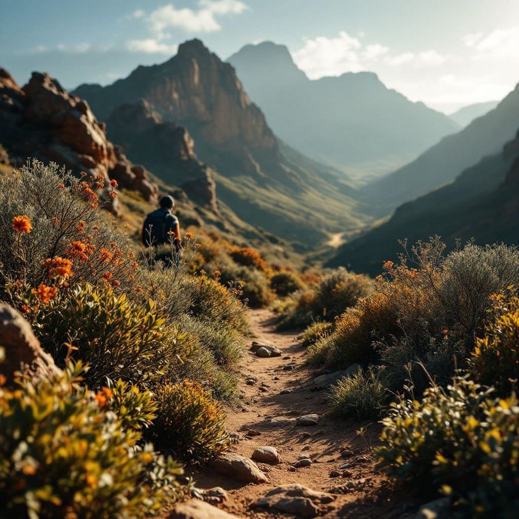 Harvesting rooibos tea amidst blooming wildflowers in Cederberg region