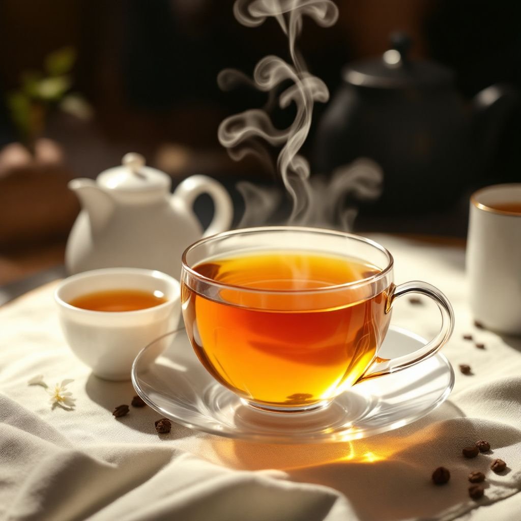A cozy tea house interior with patrons enjoying tea in San Francisco.