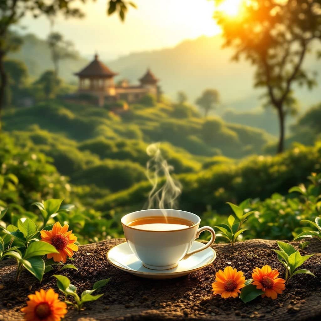 A traveler researching various tea-growing regions on a map.